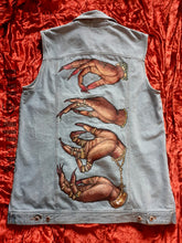 Load image into Gallery viewer, Afrocentric Hand Painted HANDS Long Denim Sleeveless Jacket