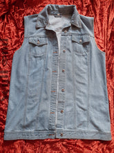 Load image into Gallery viewer, Afrocentric Hand Painted HANDS Long Denim Sleeveless Jacket
